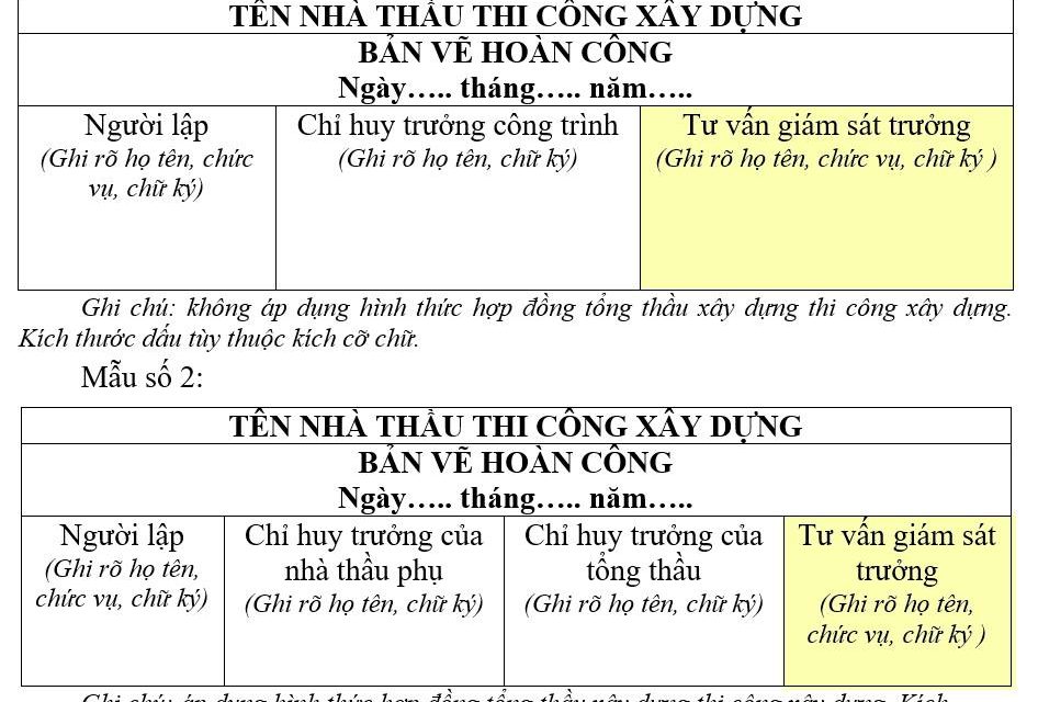 Hồ sơ nghiệm thu xây dựng nào cần công ty TVGS ký và đóng dấu?