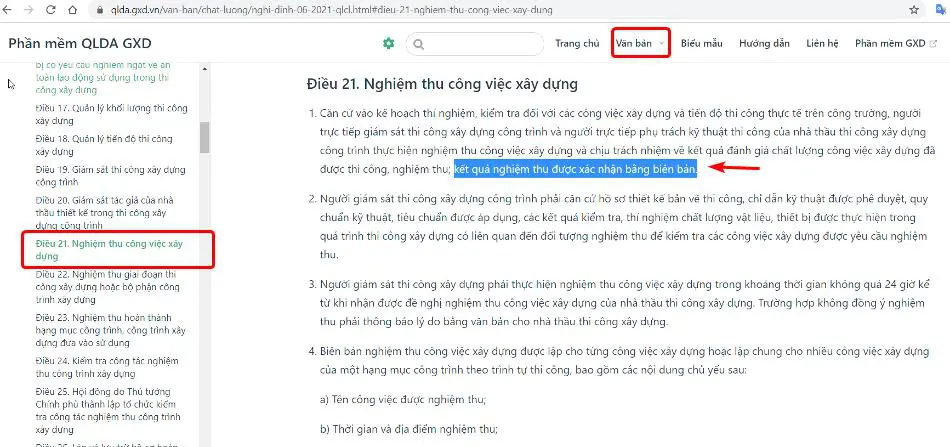 Điều 21. Nghiệm thu công việc xây dựng của Nghị định số 06/2021/NĐ-CP trên qlda.gxd.vn